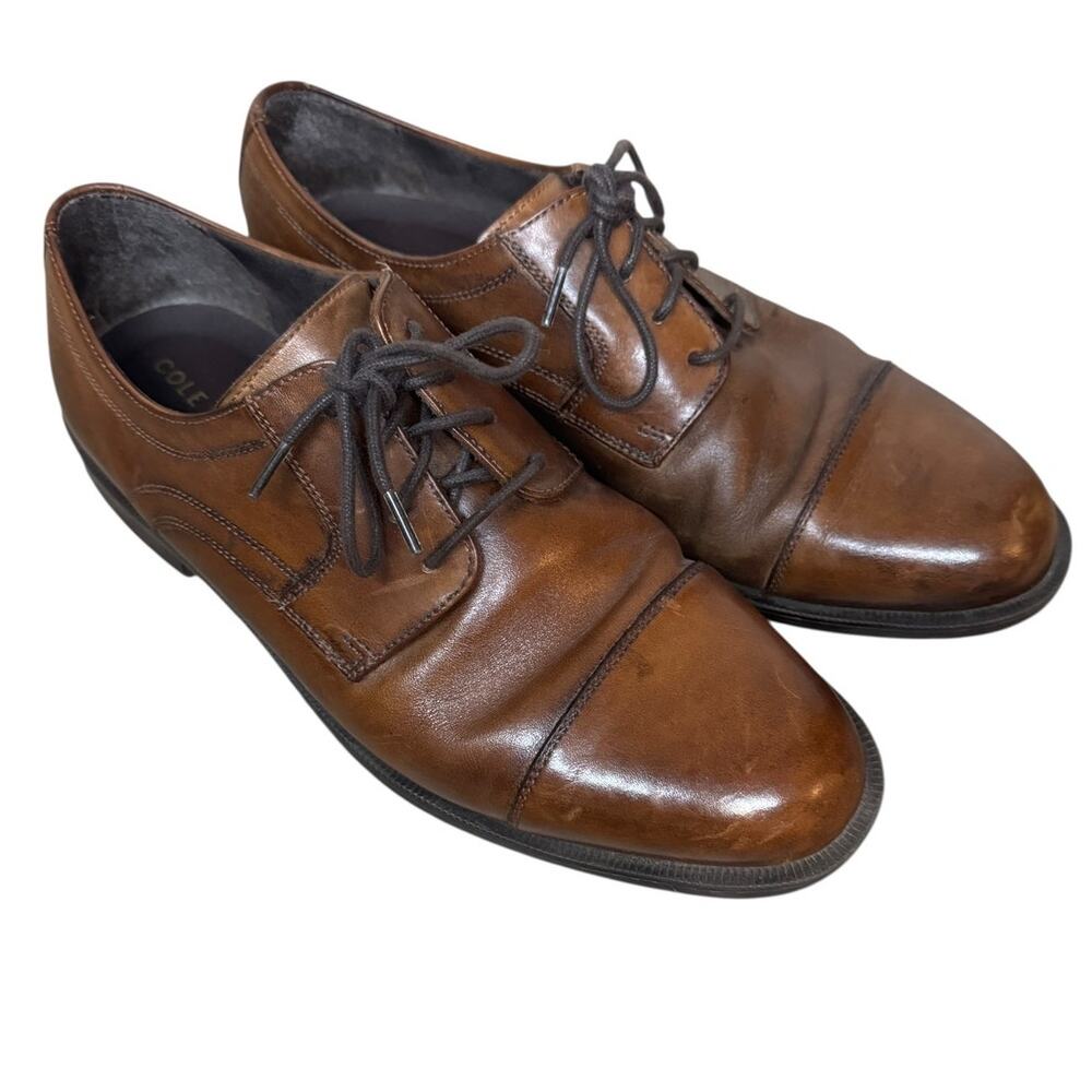 COLE HAAN Brown Cap Top Oxford Leather Dress Shoes SZ 8.5